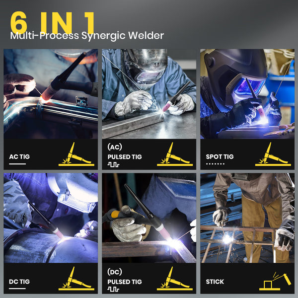 SSIMDER TIG-250 AC TIG Welder With Smart Synergic AC/DC TIG, AC/DC Pulse TIG, Spot TIG, Stick