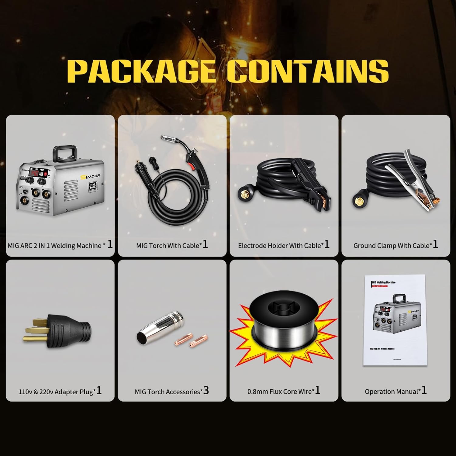 UK-SSimder MIG-140S Gasless 2 in 1 MIG Welder