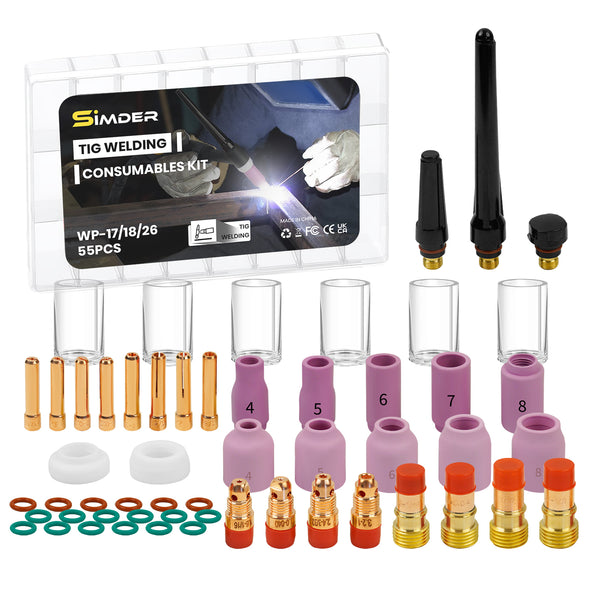 SSimder 55Pcs WP17 TIG Welding Consumables