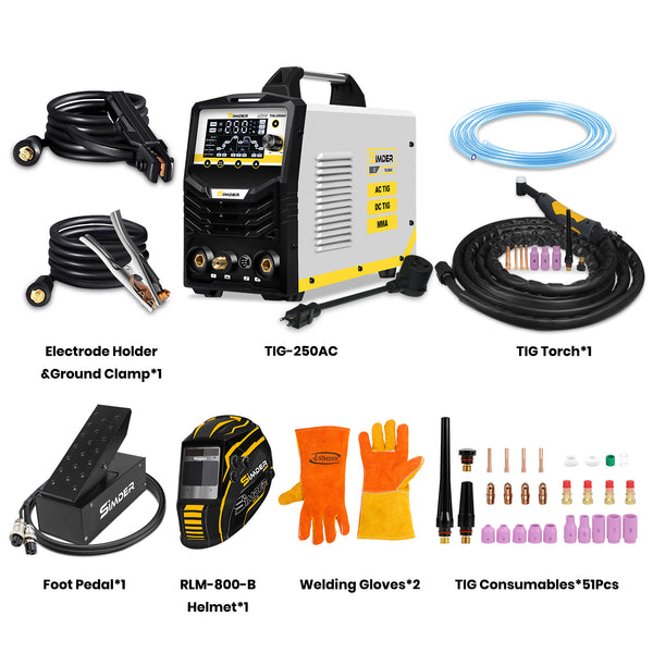 SSIMDER TIG-250 AC TIG Welder With Smart Synergic AC/DC TIG, AC/DC Pulse TIG, Spot TIG, Stick