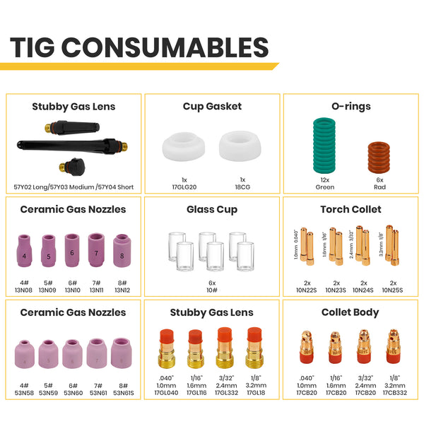 SSimder 55Pcs WP17 TIG Welding Consumables