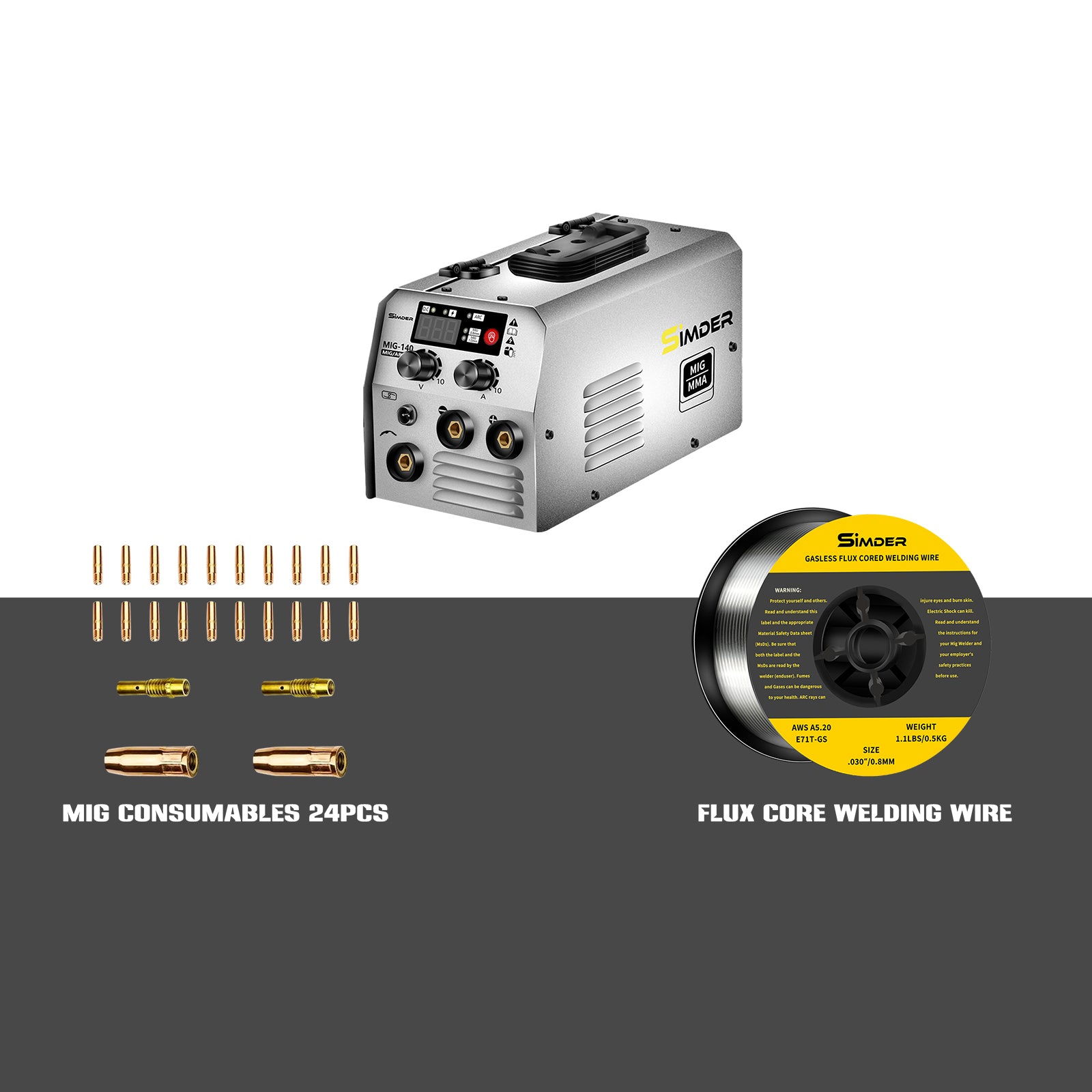 UK-SSimder MIG-140S Gasless 2 in 1 MIG Welder