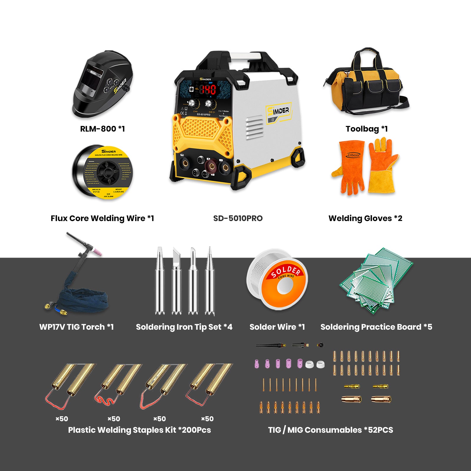 SSimder SD-5010 PRO 5-in-1 Welder, Hot Stapler&Soldering Iron