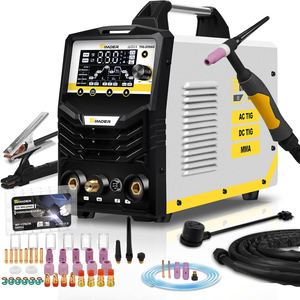 SSimder TIG-250AC with TIG torch, cables and consumables arranged in front